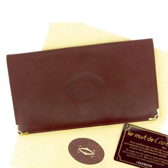 Cartier Wallet Purse Long Wallet Mastline Red Woman Authentic Used - Picture 1 of 4